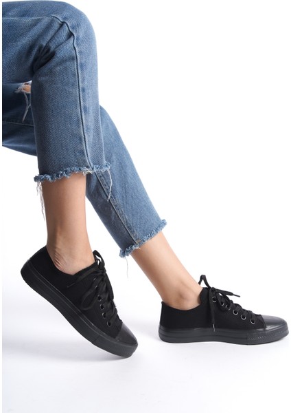 Siyah Kadın Kısa Keten Spor Ayakkabı Günlük Sneakers Cnv7 fırsatları