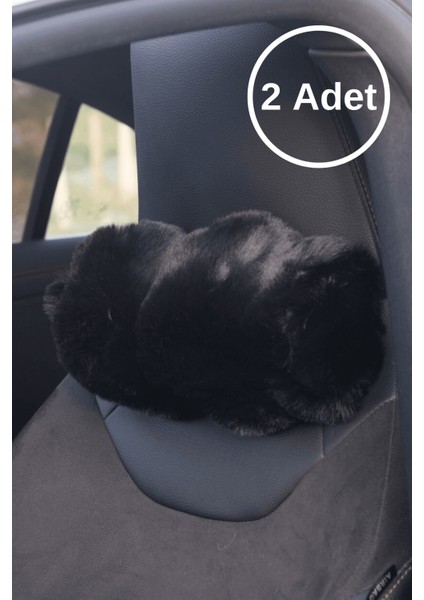 Daisy Kürk Boyun Yastığı Siyah 2 Adet