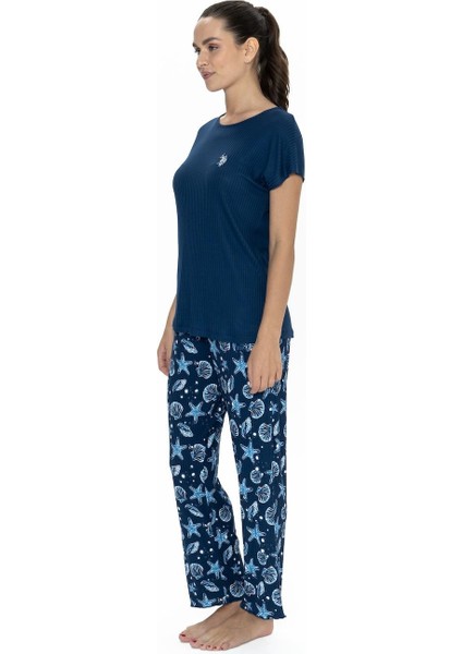 Us Polo, Bisiklet Yaka Kısakol, Viskon Kadın Pijama Takım