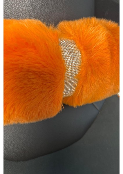 Turuncu Kürk Gümüş Taş Şeritli Boyun Yastığı 2 Adet fiyatları