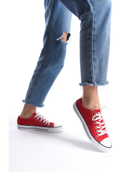 Kırmızı Kadın Kısa Keten Spor Ayakkabı Günlük Sneakers Cnv7 modelleri