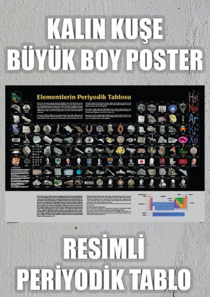 Kağıt Poster Elementlerin Periyodik Tablosu Resimli 33X48 cm - Kalın Kuşe - Periyodik Cetvel