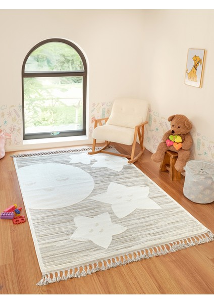 Kids KI001 Bej Yumuşak Dokulu Salon Mutfak Koridor Oturma Odası Yolluk Halı Makine Halısı