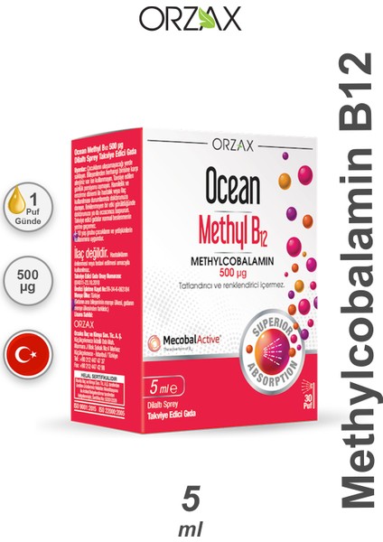 Ocean 500 Μg Methyl B12 Sprey 5 ml