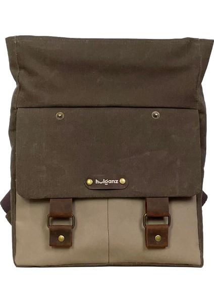Gurta Sırt Çantası Mumlu Kanvas & Hakiki Deri El Çantası (14 Inç Tablet Notebook Laptop ) 25X31 cm