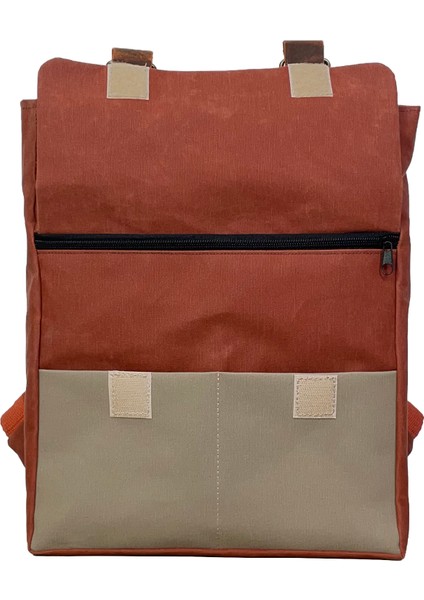 Gurta Sırt Çantası Mumlu Kanvas & Hakiki Deri El Çantası (14 Inç Tablet Notebook Laptop ) 25X31 cm