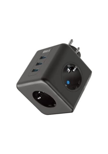 Isıya Dayanıklı Termal, Akım Korumalı 16A 4000W, 3xusb, 2.1 A, 3 Priz, Çocuk Korumalı Çoklu Küp Priz