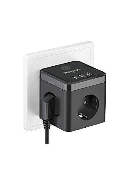 Isıya Dayanıklı Termal, Akım Korumalı 16A 4000W, 3xusb, 2.1 A, 3 Priz, Çocuk Korumalı Çoklu Küp Priz