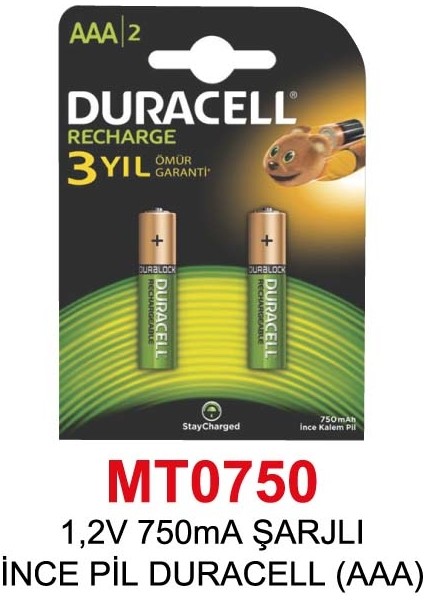 750 Ma Şarjlı Aaa Ince Pil 2 Li Kart