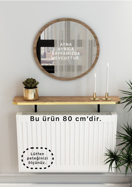 Atlantik Çam Gold Pvc Petek Üstü Tak Çıkar, Uçan Raf & Dresuar Duvar Montajsız Oval Kesim 80 cm
