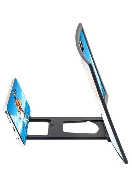 Curved Model Katlanabilir 3D Ekran Büyüten Amplifikatör Projektör Standı Tüm Akıllı Telefon