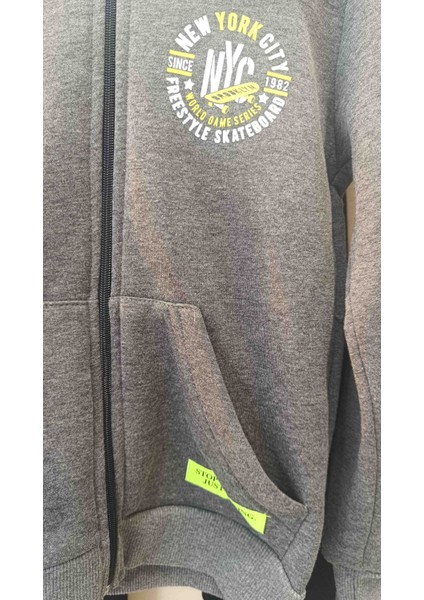 Sırtı Şehir Desenli Kapüşonlu Hırka Alt Eşofman Takımı fiyatları