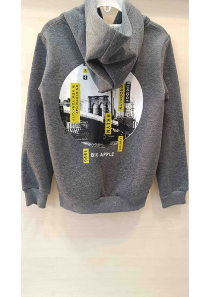 Sırtı Şehir Desenli Kapüşonlu Hırka Alt Eşofman Takımı modelleri