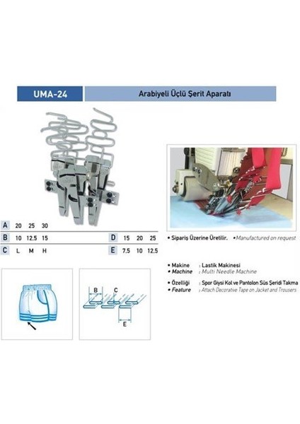 Arabiyeli Üçlü Şerit Aparatı 20X10MM / Uma-24