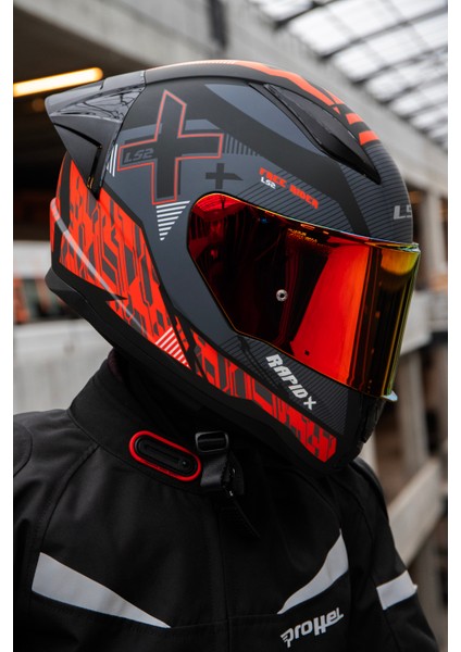 Rapıd 2 Race Xtreet Mat Siyah-Kırmızı Kask