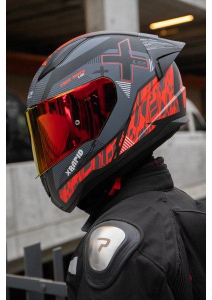 Rapıd 2 Race Xtreet Mat Siyah-Kırmızı Kask