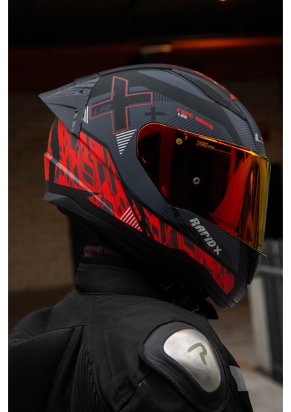 Rapıd 2 Race Xtreet Mat Siyah-Kırmızı Kask