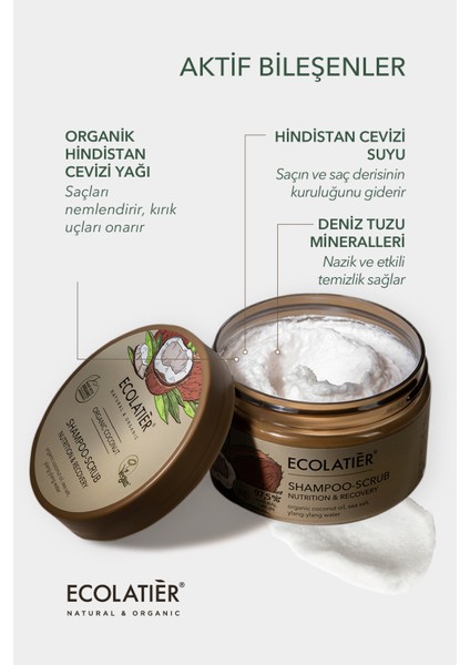 Peeling Şampuan Organik Hindistan Cevizi, %98,7 Doğal Arındırıcı Şampuan fiyatları