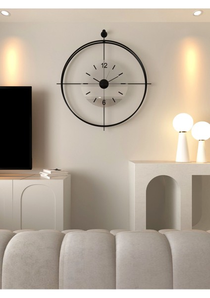 Orta Boy - Laviento Siyah ( Şeffaf Cam ) - LED Yok -50 x 65 cm - Modern Dekoratif Metal Duvar Saati