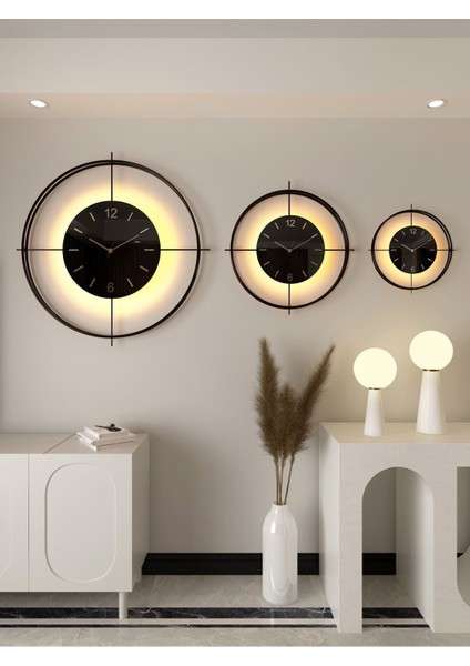 (Xxl-65*65 cm) Siyah deluxe Ledli(Pilli) -Siyah Göbek - Modern Dekoratif Metal Duvar Saati indirimleri