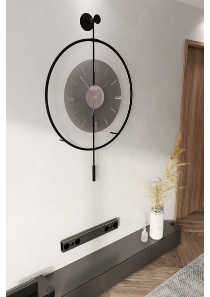 (Xxl 75*105 cm) Füme Camlı Luxry E x C L U S I V E - Siyah Metal Duvar Saati modelleri
