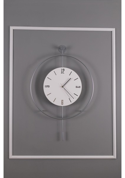 (Büyük Boy - 50*75 cm) Mat Gümüş Kristal Seri -Pilli LED - , Modern Dekoratif Duvar Saati fiyatları