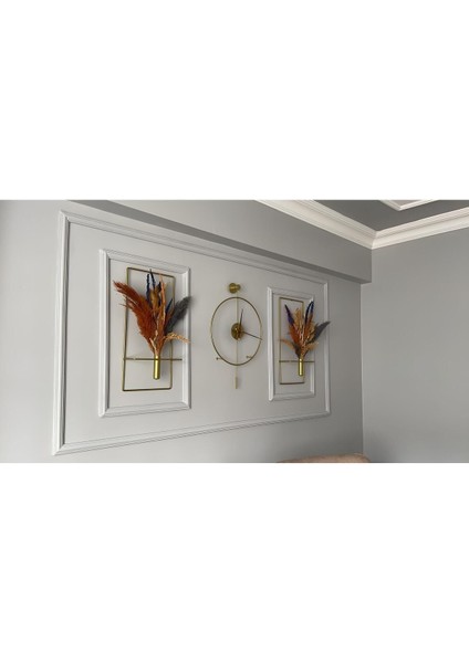 Gold 3'lü Tiktok 40 cm Set ( Ceviz 18 Akrep Yelkovan ), Tiktok Duvar Saati , Çiçeklik 60 Yükseklik modelleri