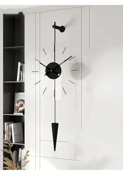Siyah Galileo 3-6-9-12 Rakamlı Seri , Modern Dekoratif Metal Cam Duvar Saati