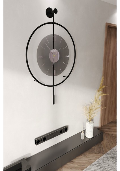 (Büyük Boy - 50*75 cm)- Füme Camlı Luxry E x C L U S I V E - Siyah Metal Duvar Saati modelleri