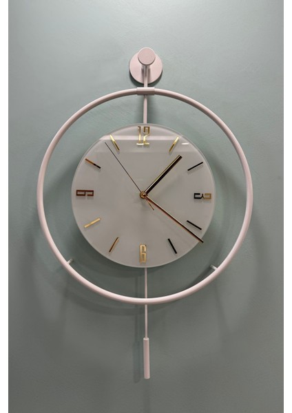 (Orta Boy - 37*55 cm) (Beyaz) Timelles - Pilli LED Sistemi - Metal Duvar Saati