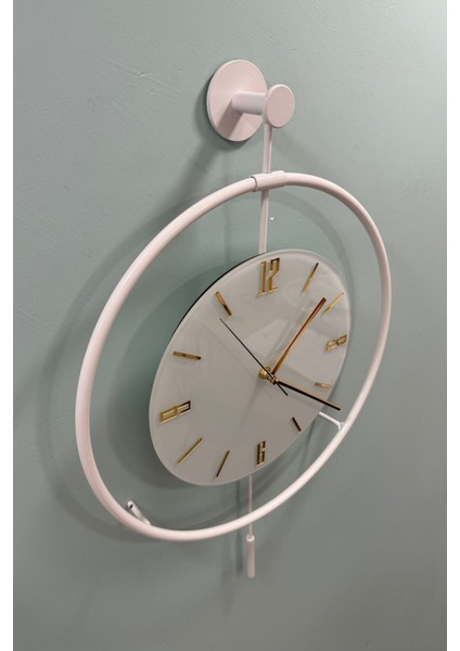 (Orta Boy - 37*55 cm) (Beyaz) Timelles - Pilli LED Sistemi - Metal Duvar Saati