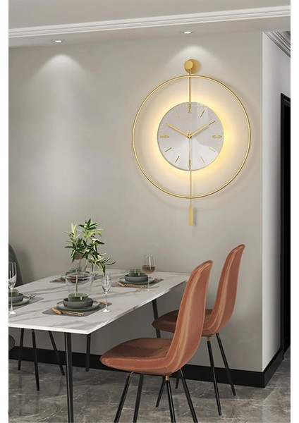 (XXL-60*80 cm) Timelles Kristal - Ledli - Modern Dekoratif Metal Duvar Saati modelleri