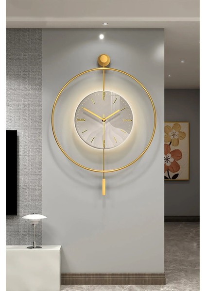 (XXL-60*80 cm) Timelles Kristal - Ledli - Modern Dekoratif Metal Duvar Saati fırsatları