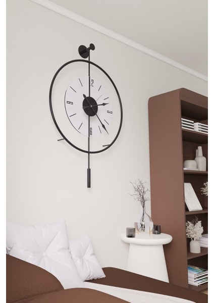 (Büyük Boy - 50*75 cm)Siyah Luxry Şefaf Göbek (Özel Quartrz Mekanizmalı)Metal Dekoratif Camlı Lüx Duvar Saati
