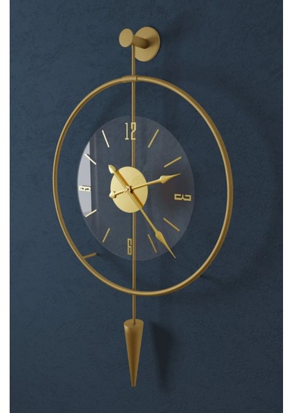 (Büyük Boy - 50*75 cm)Gold Luxry pendulum Series - Modern Dekoratif Metal Duvar Saati