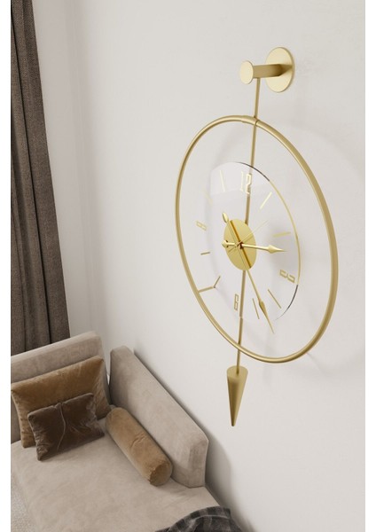 (Büyük Boy - 50*75 cm)Gold Luxry pendulum Series - Modern Dekoratif Metal Duvar Saati fırsatları