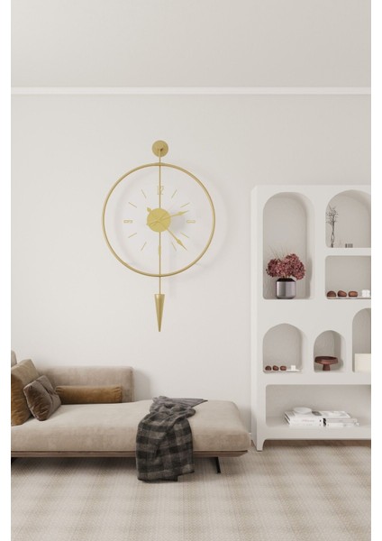 (Büyük Boy - 50*75 cm)Gold Luxry pendulum Series - Modern Dekoratif Metal Duvar Saati indirimleri