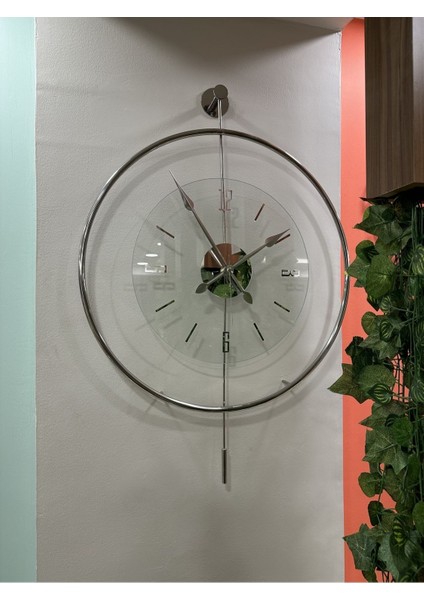 ( x xl Büyükboy) Gerçek Krom Luxry Şeffaf Camlı Duvar Saati , Modern Dekoratif Metal Camlı Duvar Saati