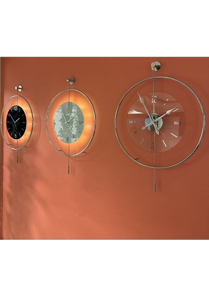 ( x xl Büyükboy) Gerçek Krom Luxry Şeffaf Camlı Duvar Saati , Modern Dekoratif Metal Camlı Duvar Saati