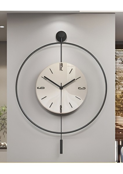 (Orta Boy - 37*55 cm) Black Fred LED Kristal ABS GÖBEK- - Modern Dekoratif Metal Duvar Saati