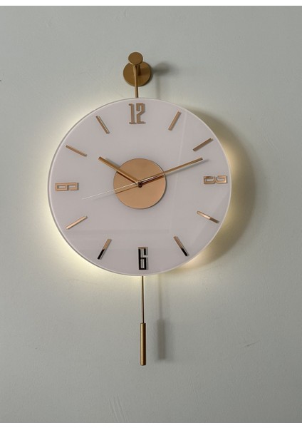 Artistry Kardelen Gold Series (35 cm Çap) ,pilli LED ,modern Dekoratif Metal Duvar Saati