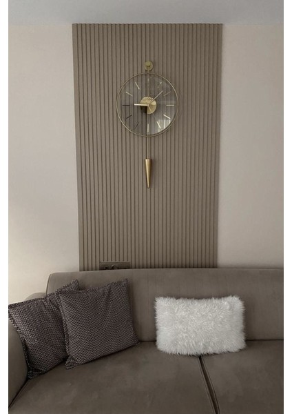 Gold Gravity Pendulum Elegant Series 37 x 85 , Modern Dekoratif Metal Cam Duvar Saati