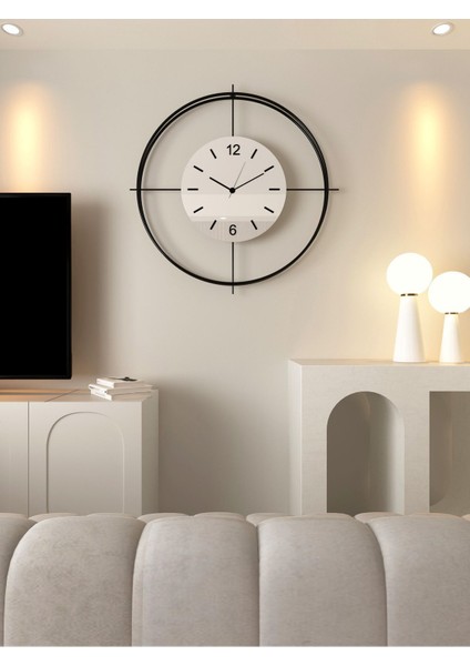 (Xxl-65*65 cm )Siyah Deluxe Ledli(Pilli) -Beyaz Göbek - Modern Dekoratif Metal Duvar Saati fırsatları
