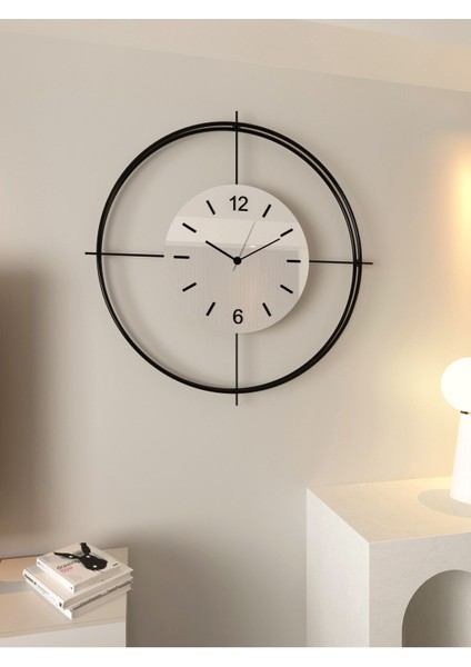 (Xxl-65*65 cm )Siyah Deluxe Ledli(Pilli) -Beyaz Göbek - Modern Dekoratif Metal Duvar Saati indirimleri