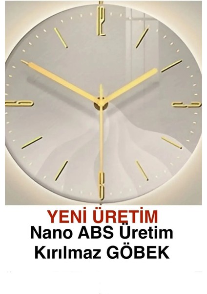 (Büyük Boy - 50*75 cm) Timelles Gold Serisi (Pilli Led) Ultra Sessiz Quartz Mekanizma , Metal Duvar Saati