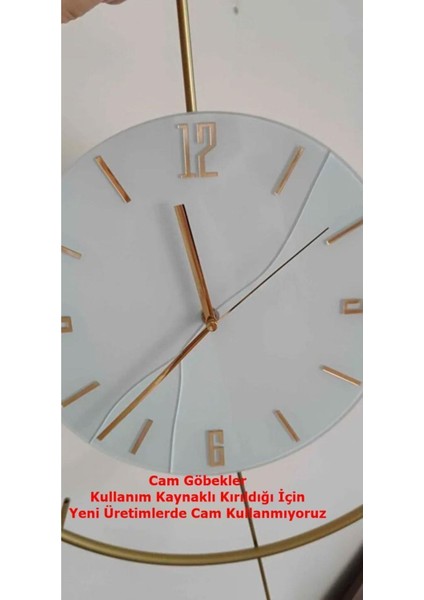 (Büyük Boy-50*75 cm) Timelles Kristal- (Quartz Mekanizmalı)-(Abs Nano Göbek )-Pilli LED - Metal Duvar Saati