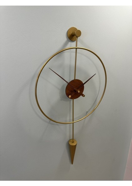 Gold -Ceviz Masippi 40X80 cm Modern Dekoratif Metal Duvar Saati