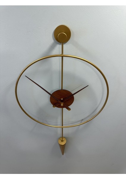 Gold -Ceviz Masippi 40X80 cm Modern Dekoratif Metal Duvar Saati