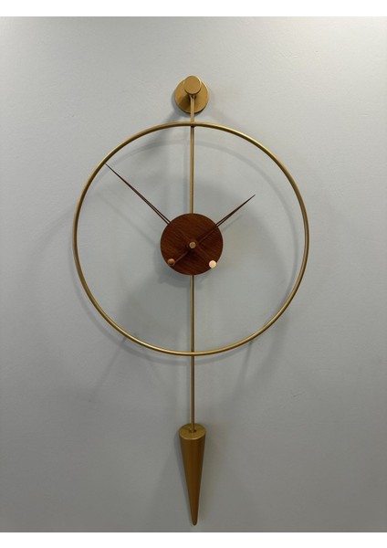 Gold -Ceviz Masippi 40X80 cm Modern Dekoratif Metal Duvar Saati