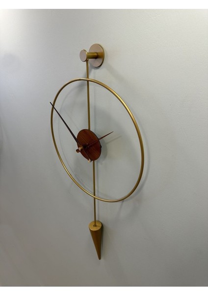 Gold -Ceviz Masippi 40X80 cm Modern Dekoratif Metal Duvar Saati